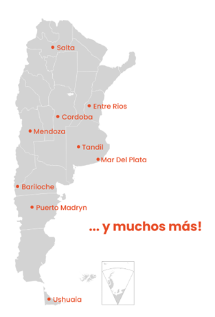 Mapa de destinos preferidos en Argentina